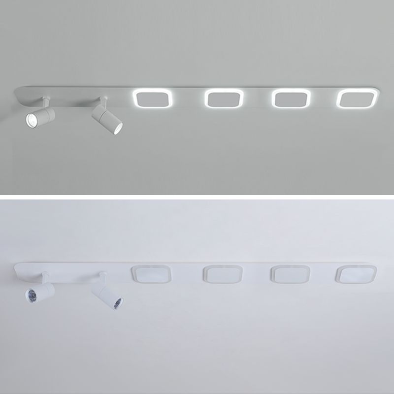 Luz de techo de semi-ras de LED rectangulares en blanco en simplicidad moderna Montaje a ras de hierro forjado con sombra acrílica
