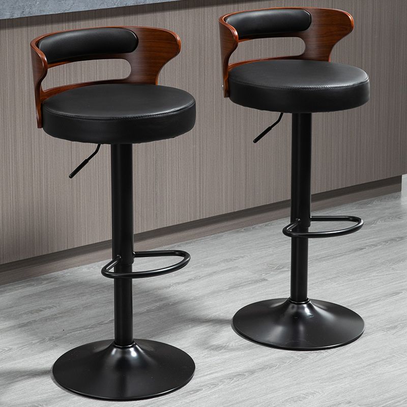 Contemporary Metal Stool PU Leather Barstools in Matte Finish for Home