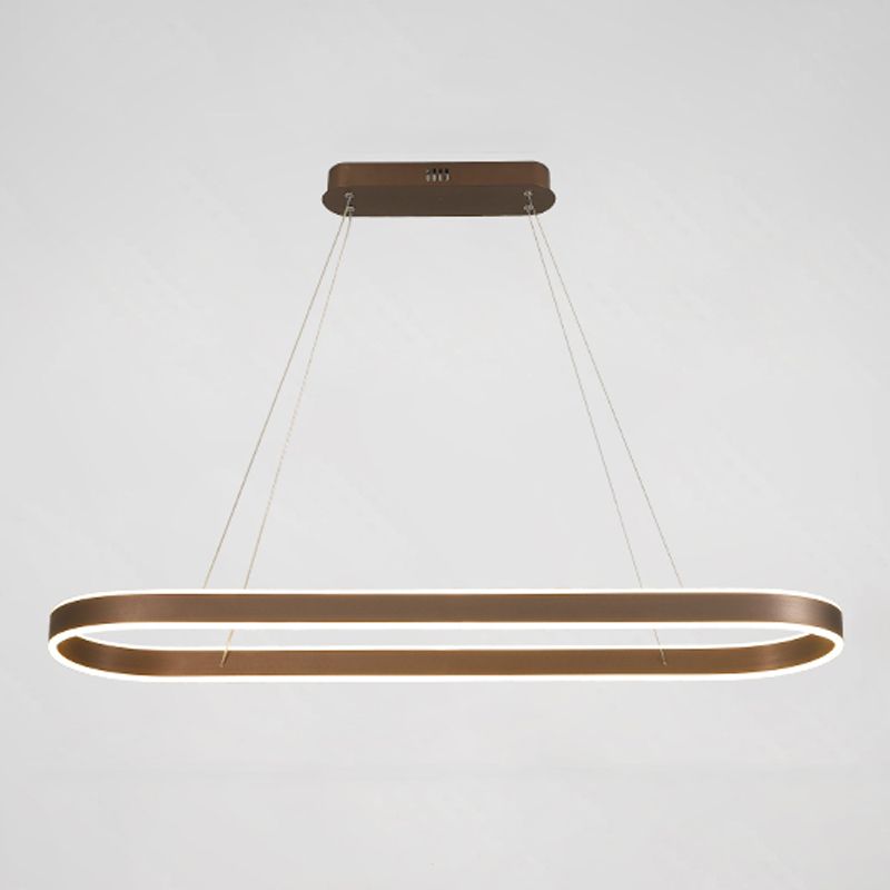 1-Light Minimalism Chandelier Lamp Oval LED Island Pendant for Study Room