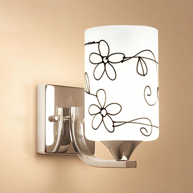 Metal Cylinder Shape Wall Light Nordic Style Wall Sconce with Glass for Living Room