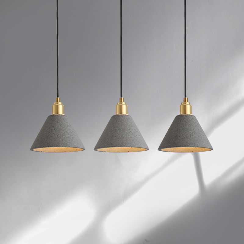 Concrete Conical Pendant Light Fixture Minimalist 1 Head Ceiling Suspension Lamp