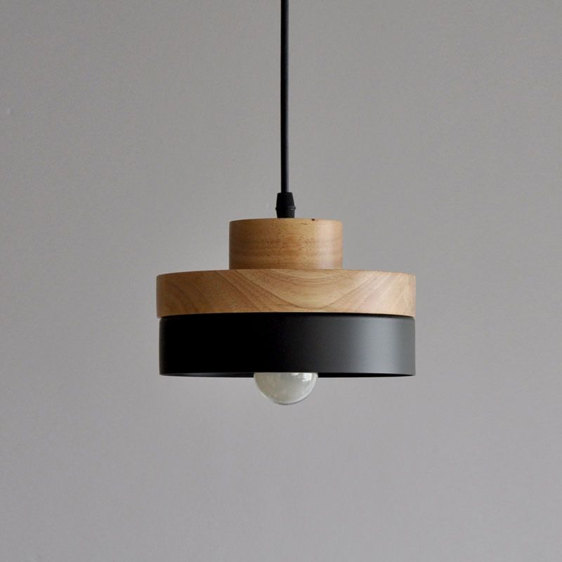 Japanse stijl houten hangende lamp metalen koepel schaduw suspensie hanger voor keuken