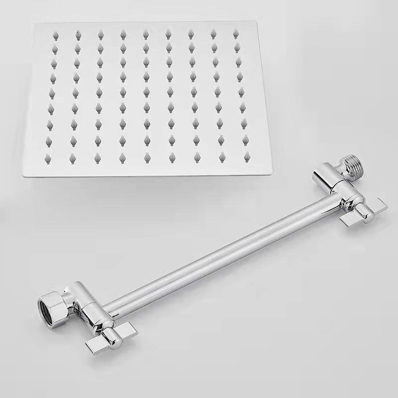 Silver Square Fixed Shower Head Modern Style Wall-Mount Showerhead