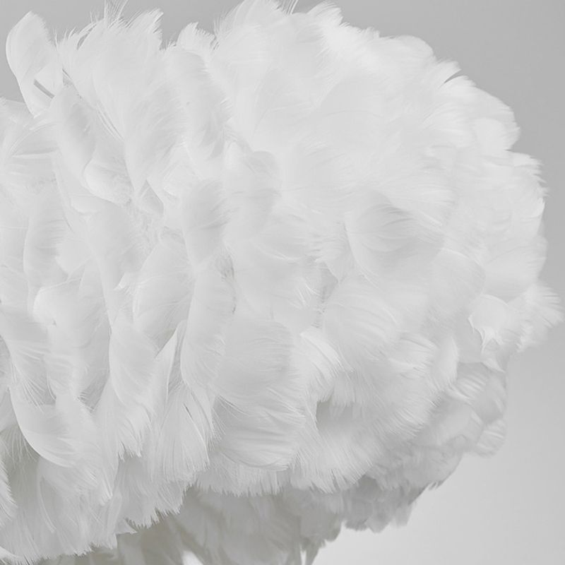 White Doughnut Chandelier Lamp Minimalist Feather Loop Pendant Lighting Fixture