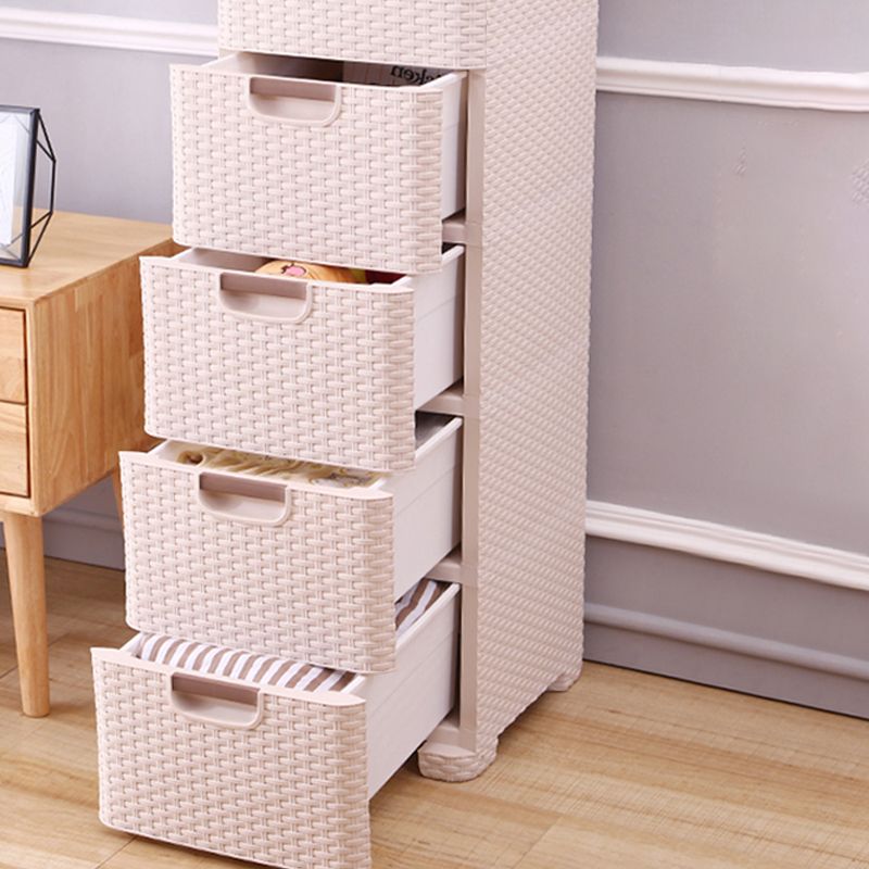 Plastic Beige Non-Hanging Armoire Modern Storage Cabinet for Bedroom