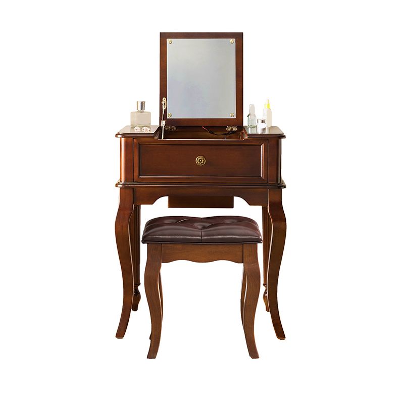 Traditions Rubberwood Vanity Set with Mirror 18.11" Wide Brown Vanity