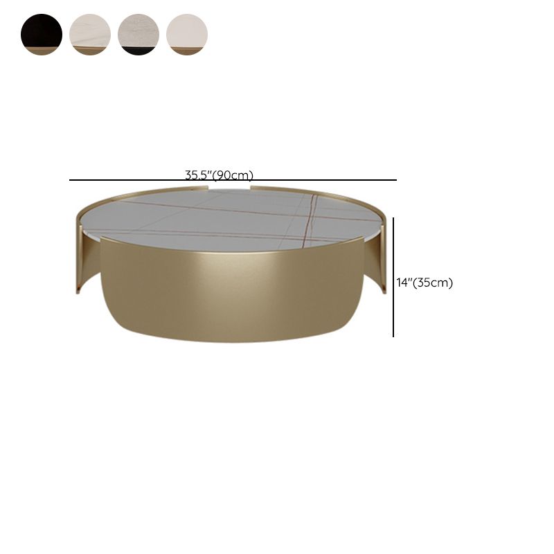 Dia 35.4" Round Cocktail Table Glam Slate Top 1 Single Coffee Table