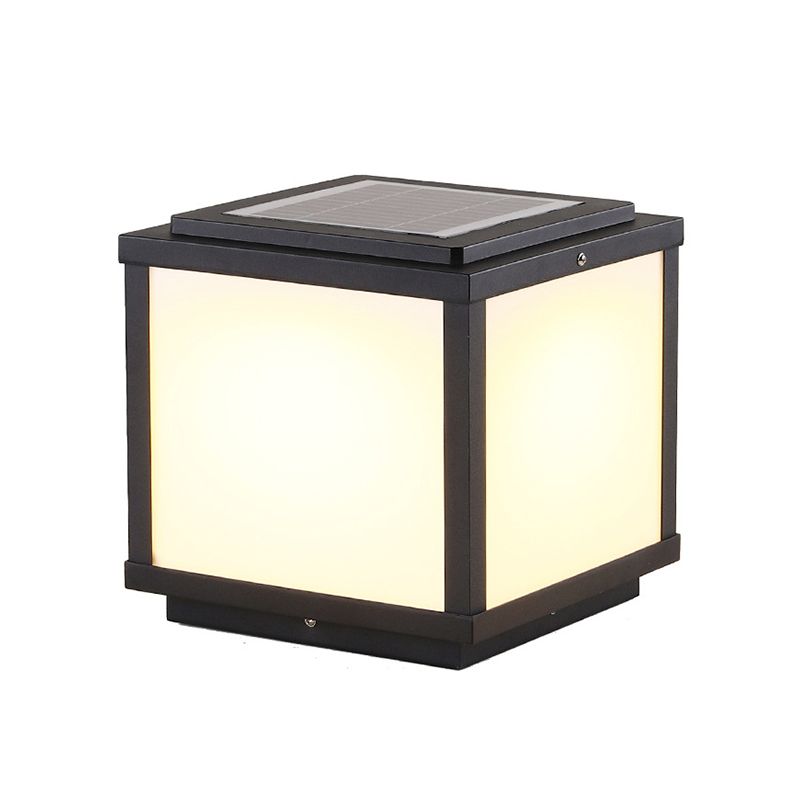 Modern LED Pillar Light Geometric Solar Lighting Fixture for Garden