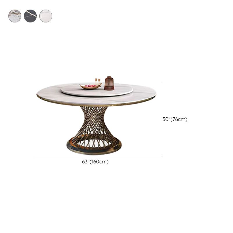Round Turntable Dining Table Sintered Stone Dining Table for Home
