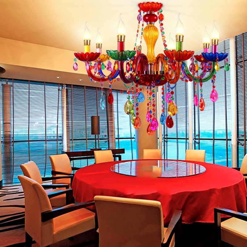 Nordic Multi Head Macron Chandelier Glass Pendant Lighting Fixtures for Bedroom