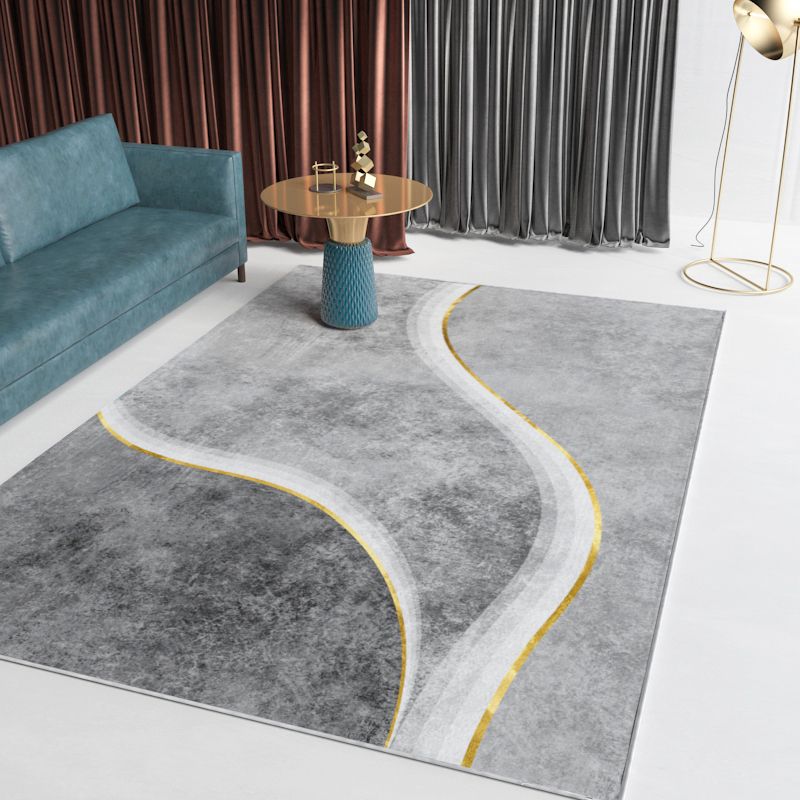 Lichtgrijs modern tapijt polyester grafisch binnen tapijt niet-slip achterste tapijt voor darwing kamer