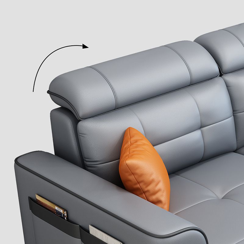 Contemporary Stain-resistant Sectional L-shape Sqaure Arm Sectional in Grey