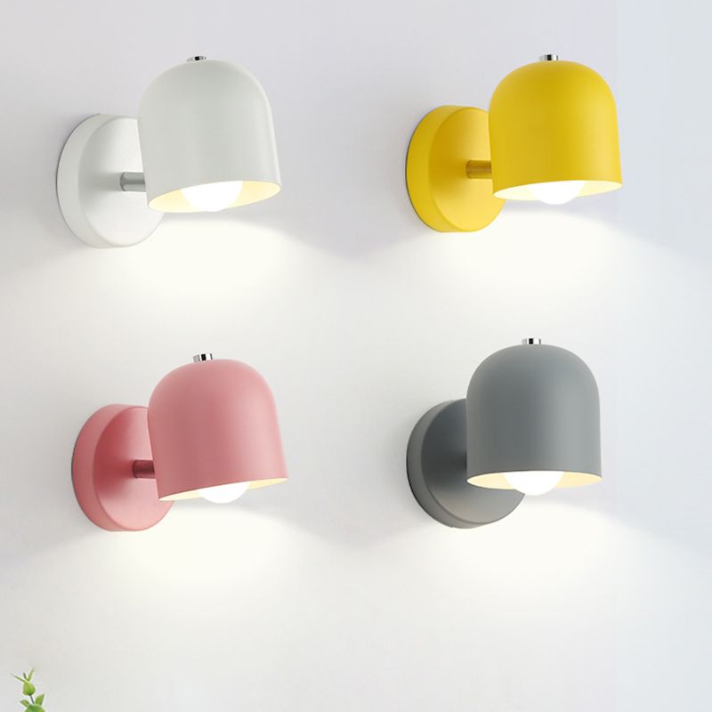 Luz de pared de domo de estilo macarrón 1 lámpara de pared de hierro ligera para dormitorio infantil