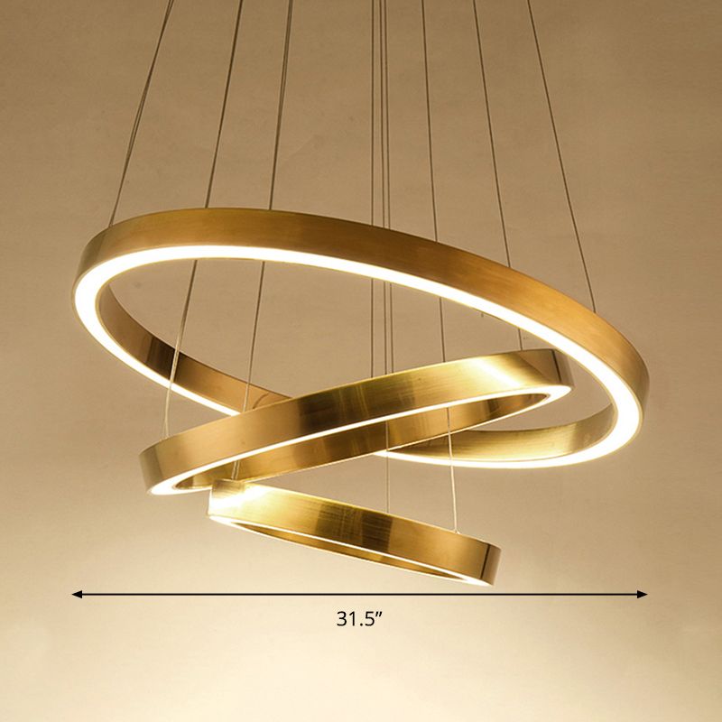 Ring kroonluchter licht postmodern metalen goud led hanger lichtkit voor woonkamer, warm/wit licht