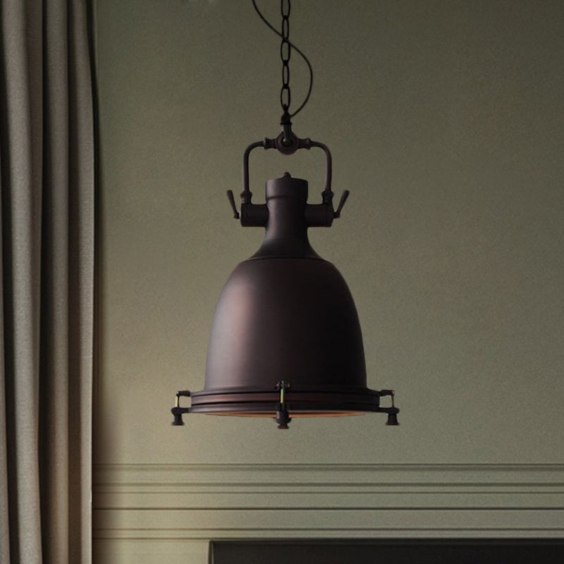 Matte Black Pot Pendant Ceiling Light Industrial Iron Single Dining Table Hanging Lamp Kit, 12.5"/16" Width