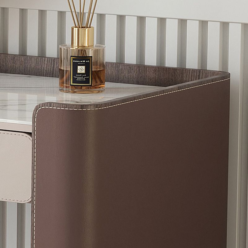 Glam Slate Top Makeup Vanity Set 2-Drawer Vanity Makeup Dressing Table Set