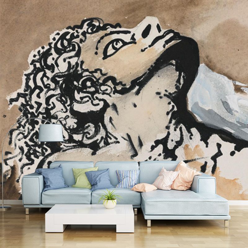 Illustration Dali Warrior Drawing Mural Full-Size Wall Art for Living Room, Custom Print