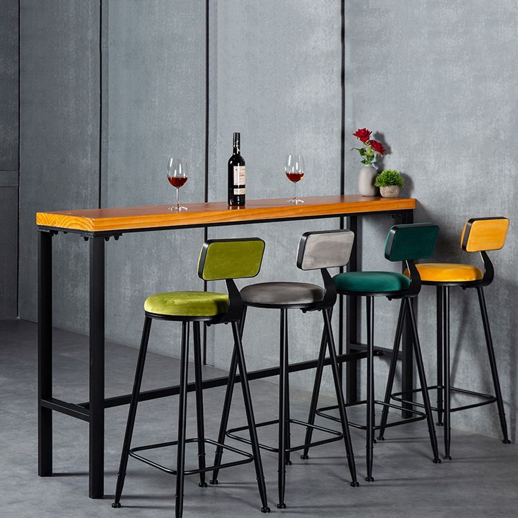 Industrial Armless Backrest Counter Stool Steel Cafe Bar Stool with Velvet Cushion