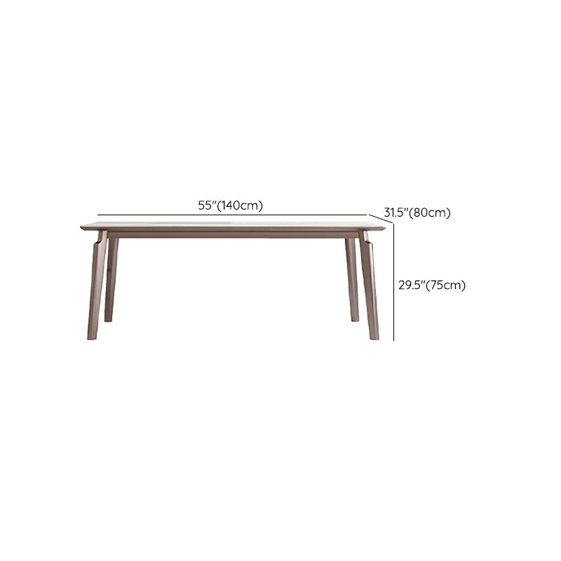 Glam Style Dinette Table Rectangle Stone Dining Room Table in White