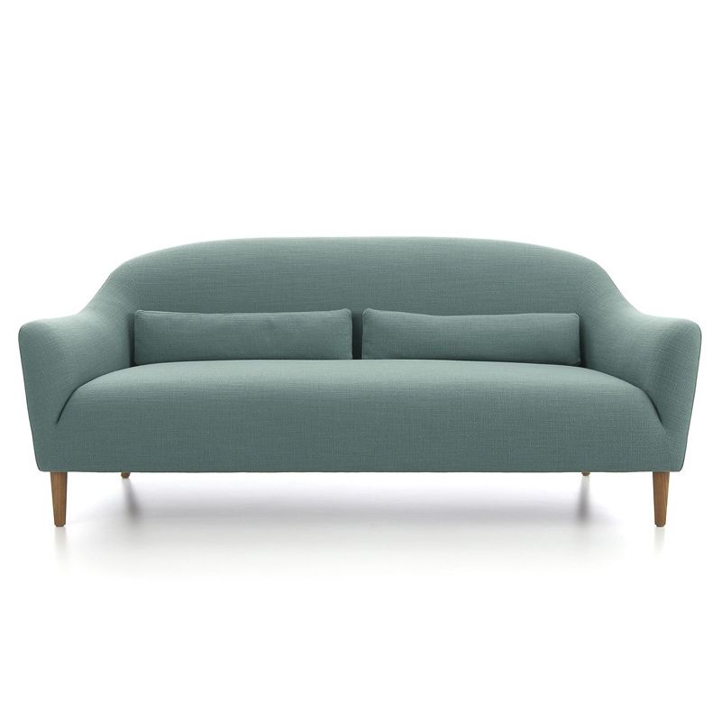 Scandinavian 3-Seat Linen Sofa Curved 33.86" D x 31.89" H Loveseat