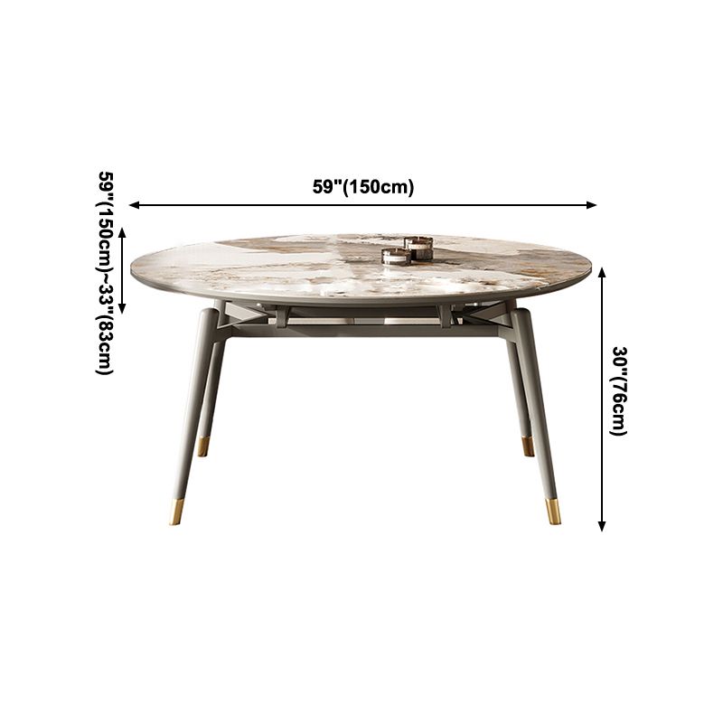 Modern Gray Round Shape Table Sintered Stone Kitchen Dining Table with 4 Legs Base