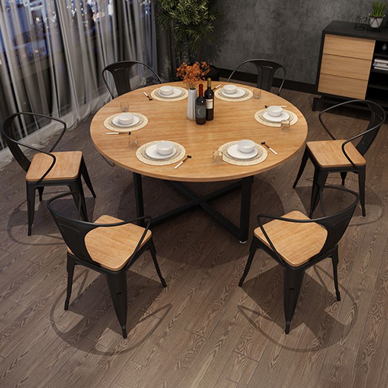 Contemporary 1/4/5/7 Pieces Furniture Round Solid Wood Dining Table Set in Brown