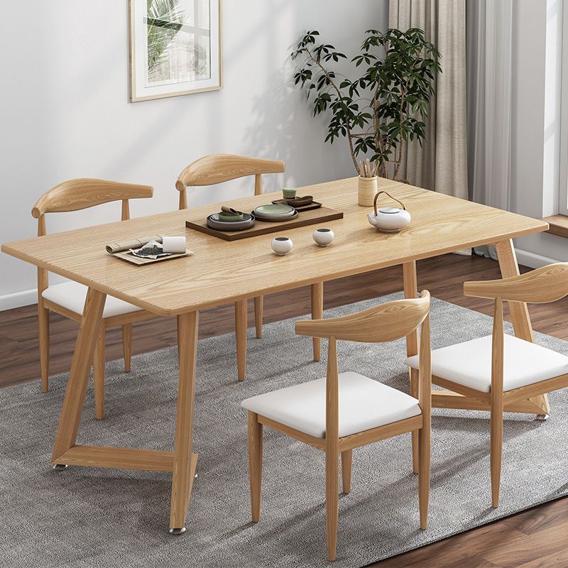 Minimalist Style Traditional Height Dining Set with Rectangle Shape Table and Double Pedestal Base