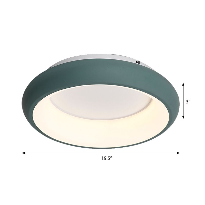 19.5"/25.5" W Donut Flush Mount Lighting Macaron Metal and Acrylic Integrated Led Flush Lamp in Black/Green/Gold/White