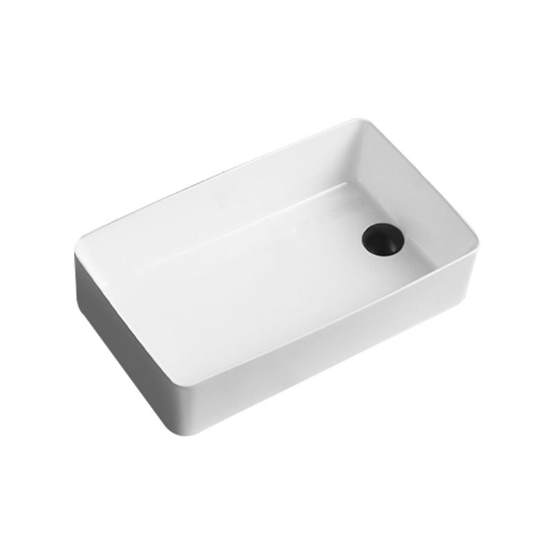 Contemporary Bathroom Sink Porcelain Solid Color Rectangular Vessel Lavatory Sink