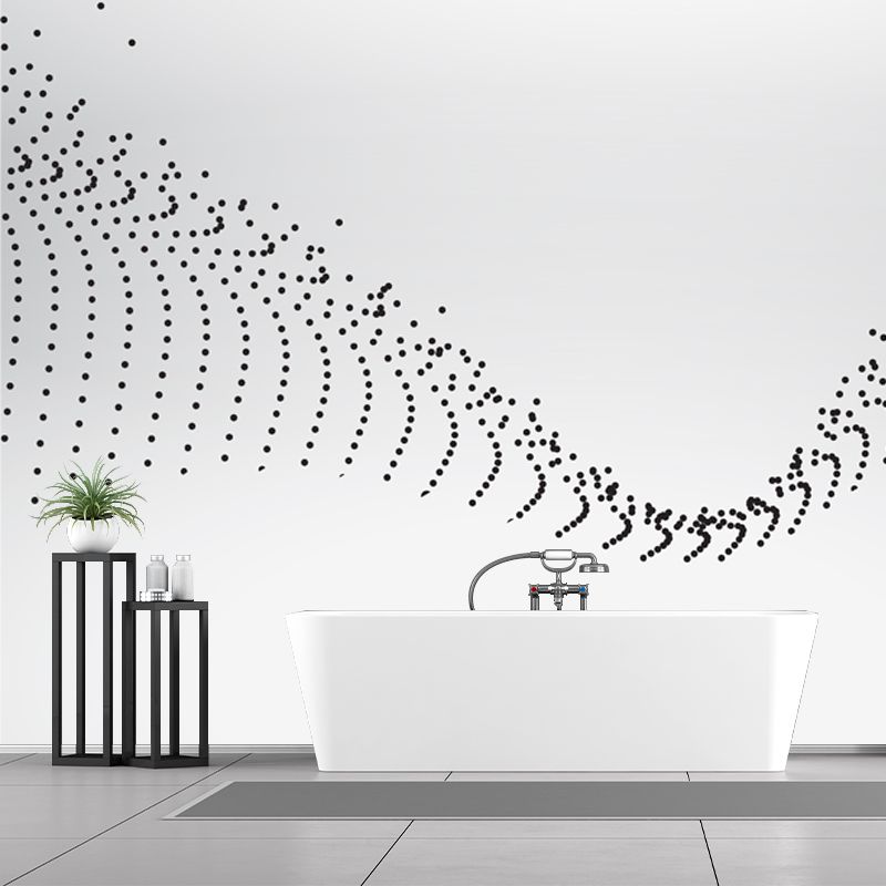 Minimalist Dotted Backbone Pattern Mural for Bedroom Custom Wall Art in Black-White