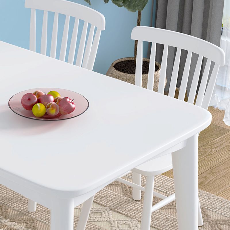 White Dining Table Set 1/5/7 Pcs Rubberwood Solid Wood Dining Table and Chairs