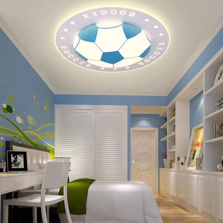 Acrylic Flat Football Flush Ceiling Light Study Room Kitchen Sport Stylish Ceiling Fixture