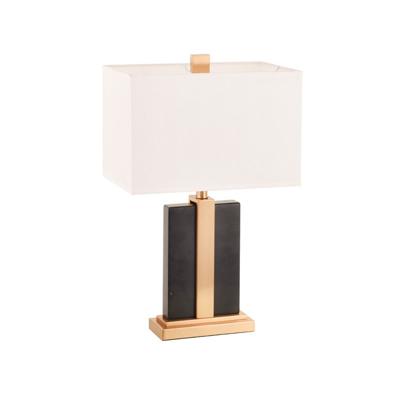 Lampada da tavolo moderna nordica a 1 luce in metallo rettangolare luce per camera da letto