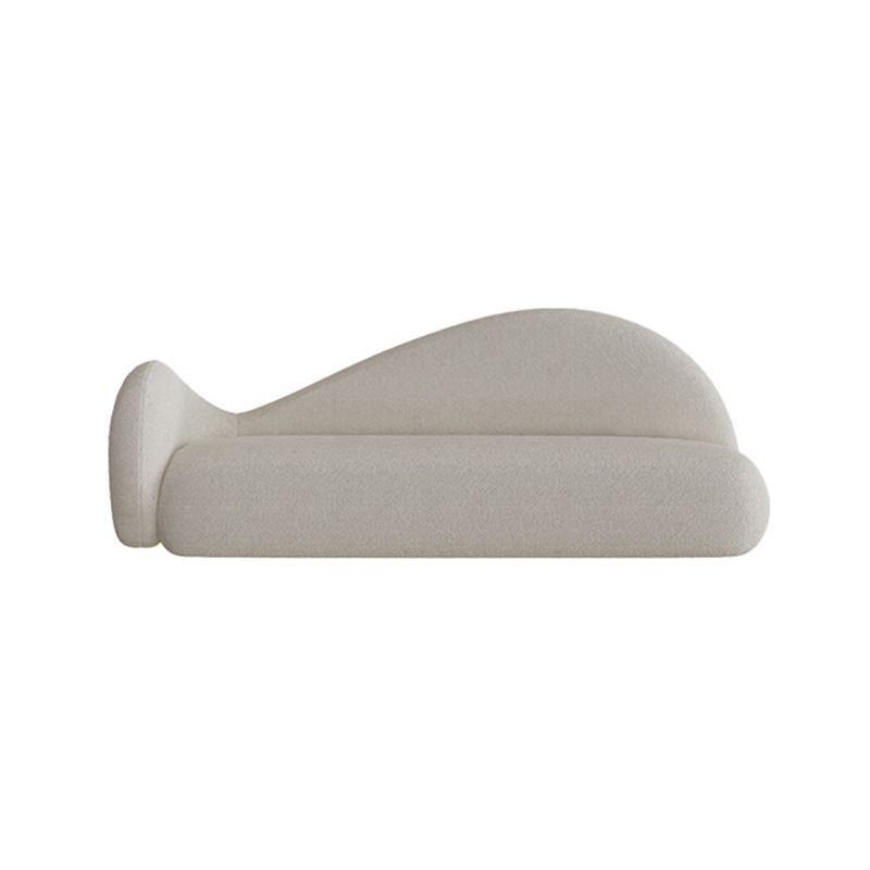 Velvet Tuxedo Arm Curved Sofa White Contemporary Sofa for Apartment