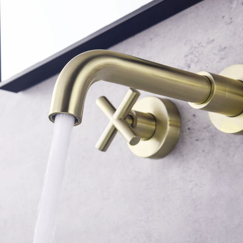 Glam Centerset Faucet Brass Cross Handles 3 Holes Wall Mounted Bathroom Faucet