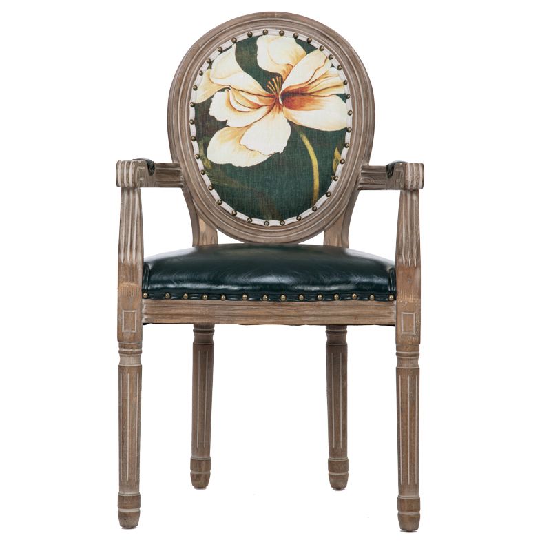 Farmhouse Dining Arm Chair King Louis Back Side Chair with Wood Legs for Home Use
