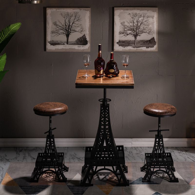 1/3 Pieces Industrial Style Bar Table Set Solid Wood Bar Table Set