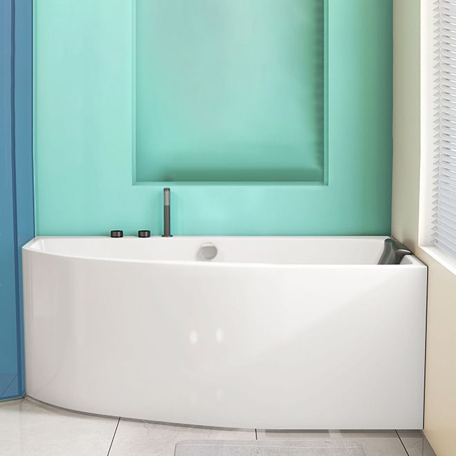 Modern Corner White Bathtub Back to Wall with Drain Bath Tub