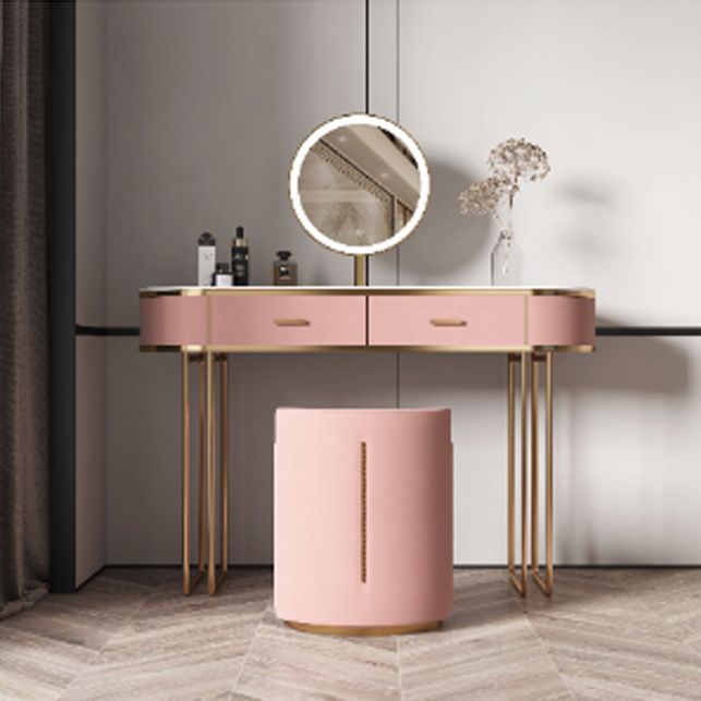 29.52" Height Pink Slate Top Dressing Table with Drawers Make-up Vanity
