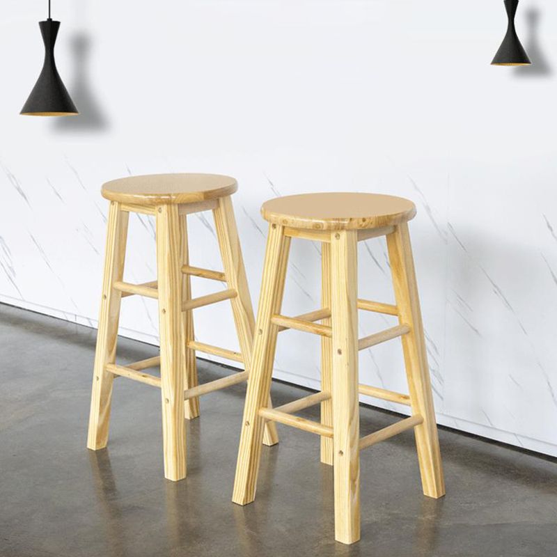 Taburete de bar de madera contemporáneo, taburete de bar interior con asiento y reposapiés de madera, 1 pieza