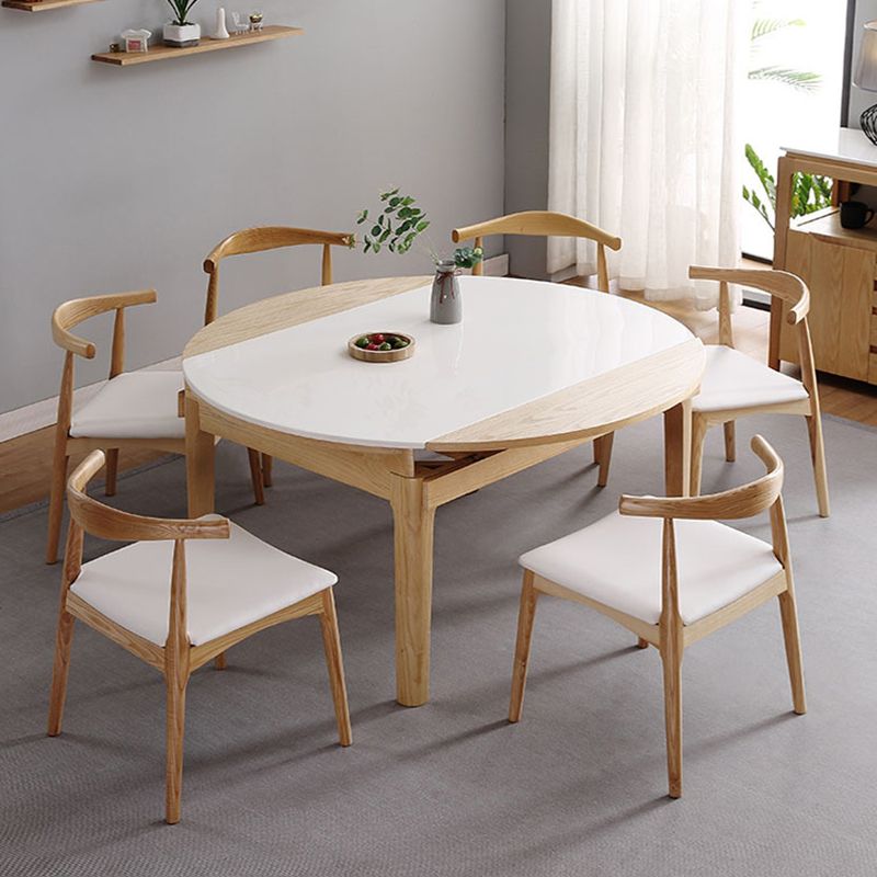 Modern Extendable Furniture Round White Sintered Stone Dining Table with 4 Legs