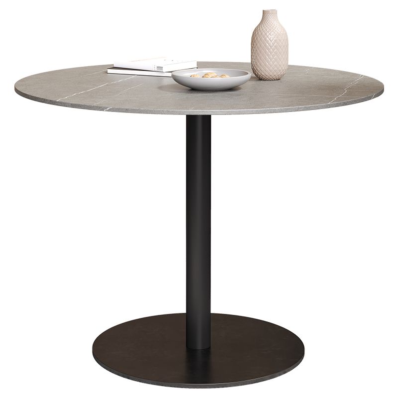 Gray Stone Dinette Table with Metal Base Modern Round Dining Table for Home