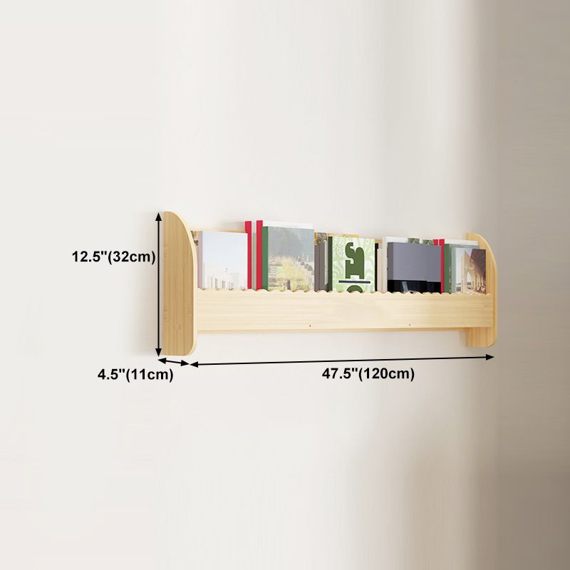 Contemporary Style Bookshelf Solid Wood Wall Mounted Bookcase for Home Office