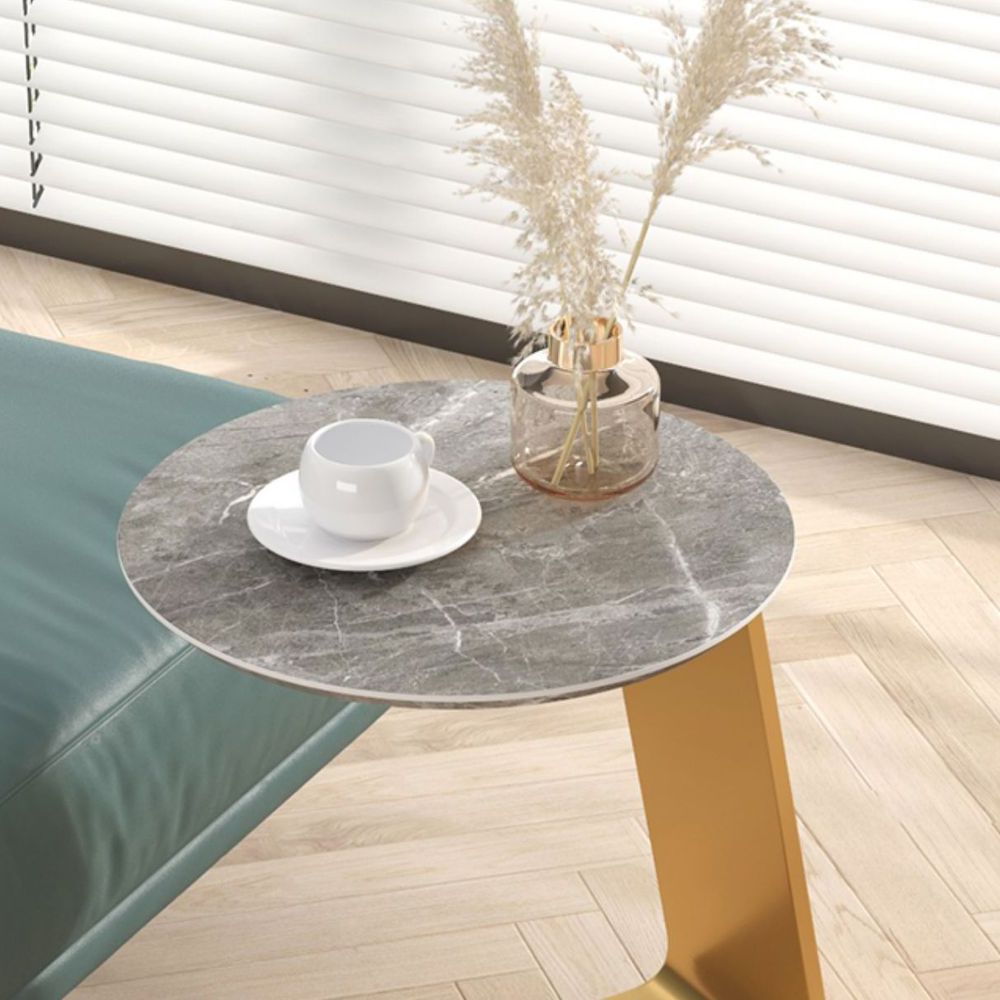 19.69" Tall Contemporary Style Side End Table Metal C Round Sofa Side Accent Table