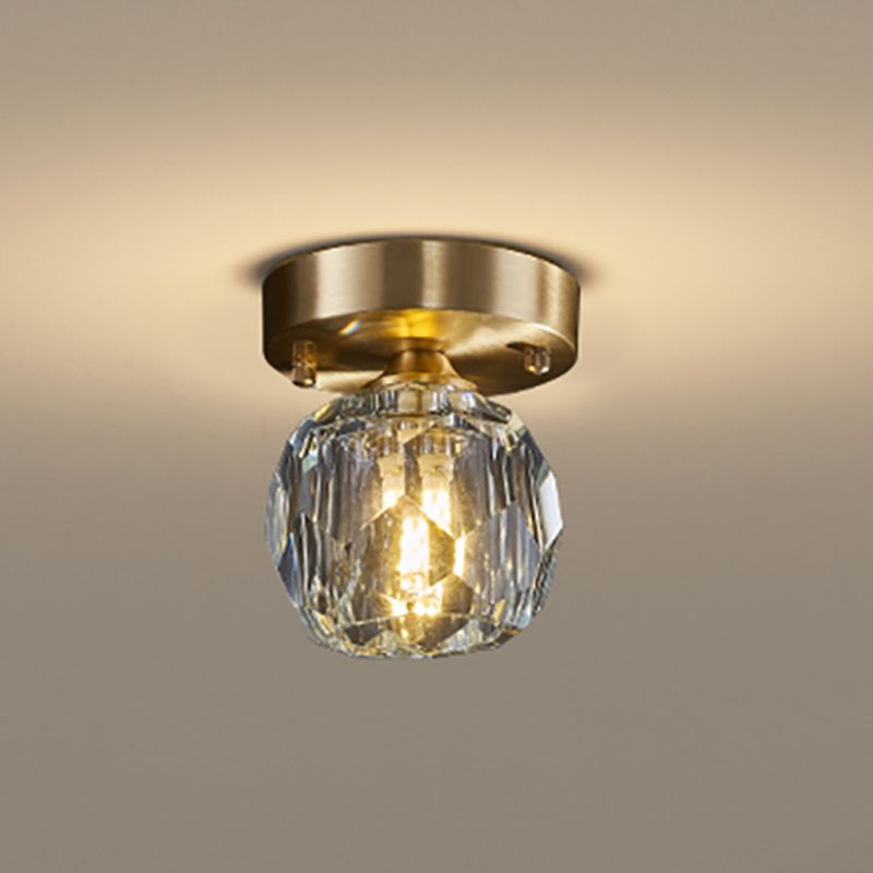 Globe Crystal Close to Ceiling Lighting Minimalist Style Ceiling Mounted Fixture