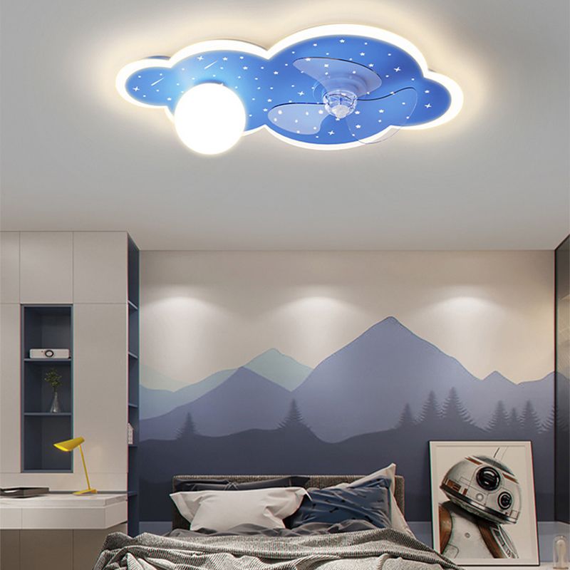 3-Blade Fan with Light Children Blue Ceiling Fan for Restaurant
