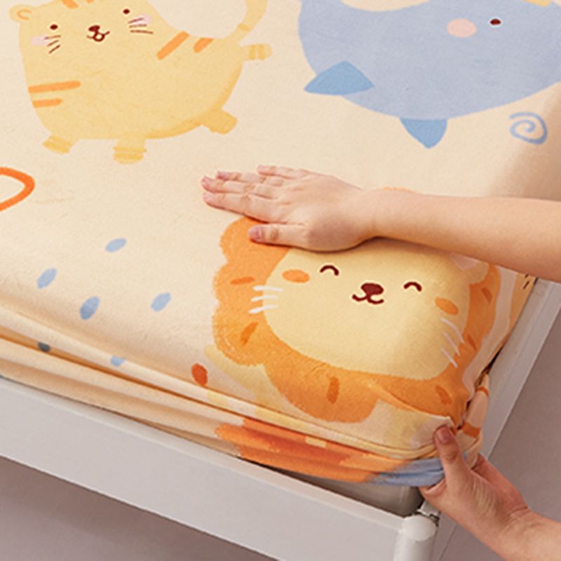 Sheet Sets Flannel Cartoon Printed Breathable Super Soft Wrinkle Resistant Bed Sheet Set