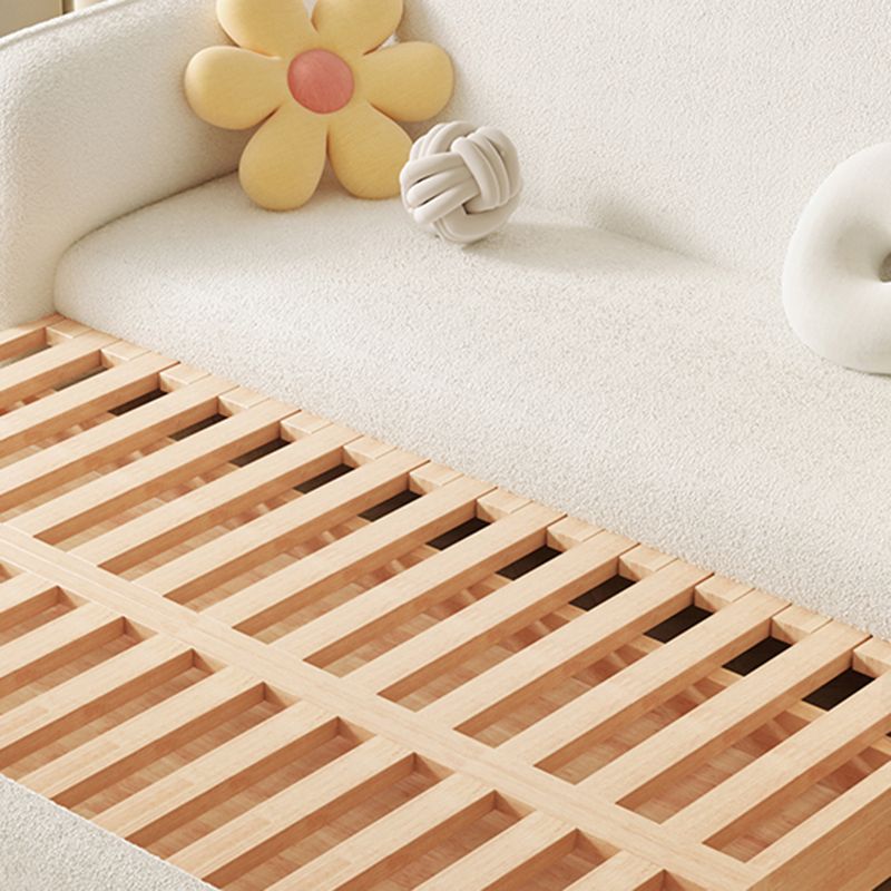 Scandinavian Futon Sleeper Sofa Bed Wooden and Fabric Convertible Sofas in White