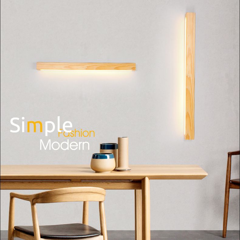 Iluminación de montaje de pared LED minimalista iluminación lineal montada en la pared con sombra de madera
