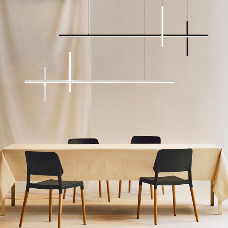 Modern Style LED Pendant Light Long Strip Island Light for Dining Room